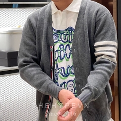 THOM BROWNE CARDIGAN - Áo khoác TB Merino (Xám Đậm) [Mirror quality]