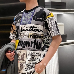 Áo Thun Louis Vuitton LV Fanzine Motif Printed Cotton [Mirror Quality]