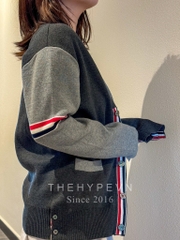 THOM BROWNE CARDIGAN - Áo khoác TB Colour-block Cotton (Grey) [Mirror quality]
