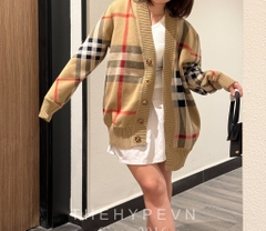 Áo Cardigan Burberry Check Wool Blend (Brown) [Mirror Quality]