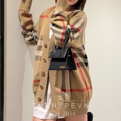 Áo Cardigan Burberry Check Wool Blend (Brown) [Mirror Quality]