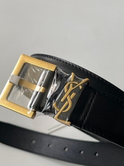 Belt YSL Cassandre Thin In Vegetable - Tanned Leather (Black) [Mirror Quality]