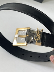 Belt YSL Cassandre Thin In Vegetable - Tanned Leather (Black) [Mirror Quality]