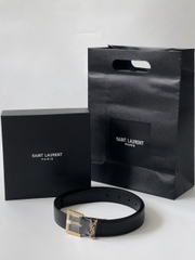 Belt YSL Cassandre Thin In Vegetable - Tanned Leather (Black) [Mirror Quality]