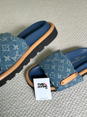 Dép Louis Vuitton Pool Pillow Flat Comfort Mule (Blue) [Mirror Quaity]