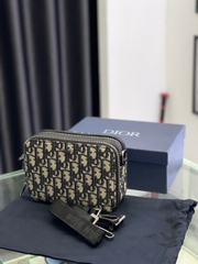 Túi Dior Pouch with Strap Beige and black Oblique [Mirror Quality]