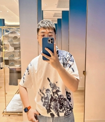 Áo Thun Louis Vuitton LV FLower Motif Ribbed Collar (White) [Mirror Quality]