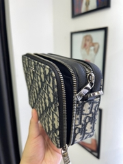 Túi Dior Pouch with Strap Beige and black Oblique [Mirror Quality]