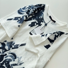 Áo Thun Louis Vuitton LV FLower Motif Ribbed Collar (White) [Mirror Quality]