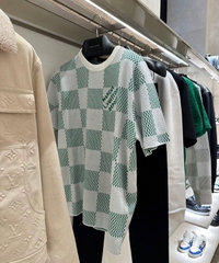 Áo Thun Louis Vuitton Damier Knitted Short-Sleeved Crewneck (Green) [Mirror Quality]