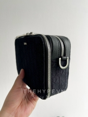 Túi Dior Pouch with Strap Black Oblique [Mirror Quality]