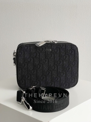 Túi Dior Pouch with Strap Black Oblique [Mirror Quality]