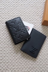 LOUIS VUITTON CARD HOLDER - Ví Đựng Card Monogram Pocket Logo Shadow Taurillon (Black) [Mirror Quality]