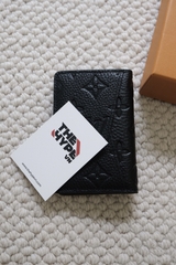 LOUIS VUITTON CARD HOLDER - Ví Đựng Card Monogram Pocket Logo Shadow Taurillon (Black) [Mirror Quality]