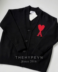 ÁO CARDIGAN AMI PARIS BIG HEART LOGO WOOL (BLACK)
