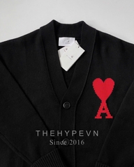 ÁO CARDIGAN AMI PARIS BIG HEART LOGO WOOL (BLACK)