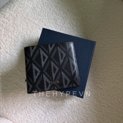 Ví Gập Dior Black CD Diamond Canvas (Black) [Mirror Quality]