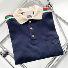 Áo Polo Gucci Cotton Jersey With Web (DARK BLUE) [Mirror Quality]