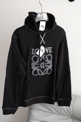 LOEWE HOODIE - HOODIE Loewe Anagram Embroidered (Black) [MIRROR QUALITY]