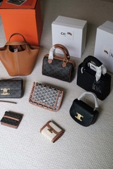 TÚI CELINE CLAUDE IN TRIOMPHE CANVAS AND CALFSKIN (TAN) [MIRROR QUALITY]