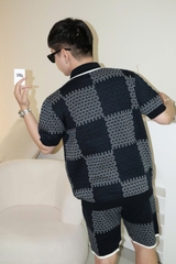 Quần Short Louis Vuitton LV Damier Quilted Cotton (Navy) [Mirror Quality]