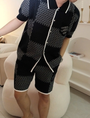 Quần Short Louis Vuitton LV Damier Quilted Cotton (Navy) [Mirror Quality]