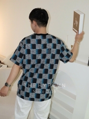 Áo Thun Louis Vuitton LV Damier Short-Sleeved (Dark Night Blue) [Mirror Quality]