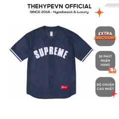 Áo Sơ Mi Supreme Ultrasuede Mesh Baseball Jersey (Navy) [Mirror Quality]