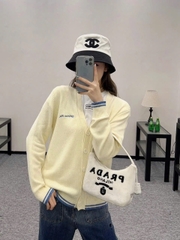 ÁO KHOÁC CARDIGAN DIOR EMBROIDERY TAG KNIT (CREAM)