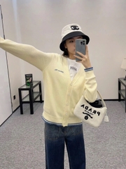 ÁO KHOÁC CARDIGAN DIOR EMBROIDERY TAG KNIT (CREAM)