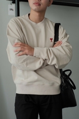 ÁO SWEATER AMI PARIS SWEATSHIRT HEART (BEIGE)