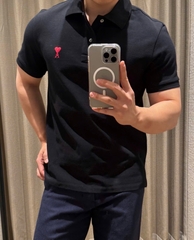 ÁO POLO AMI PARIS SMALL HEART LOGO COTTON (BLACK)