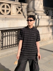 ÁO POLO SAINT LAURENT YSL CASSANDRE STRIPED (BLACK)