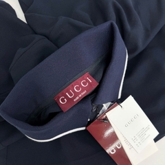 ÁO POLO GUCCI EMBROIDERED COTTON PIQUÉ (NAVY)