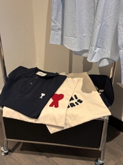 ÁO THUN AMI PARIS RED CHEST EMBROIDERED (BEIGE)
