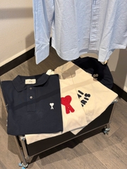 ÁO THUN AMI PARIS RED CHEST EMBROIDERED (BEIGE)