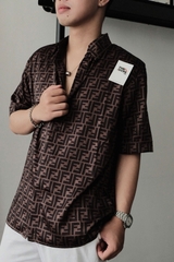 ÁO SƠ MI FENDI PLAYERA FF SILK SHIRT (BROWN)