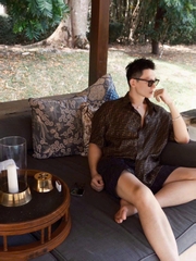 ÁO SƠ MI FENDI PLAYERA FF SILK SHIRT (BROWN)