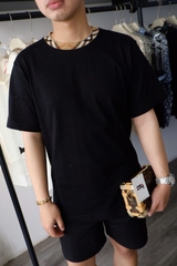 ÁO THUN BURBERRY CHECKED TRIM (BLACK)