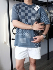 ÁO THUN LOUIS VUITTON SHORT-SLEEVED KNITTED CREWNECK (BLUE)