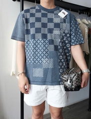 ÁO THUN LOUIS VUITTON SHORT-SLEEVED KNITTED CREWNECK (BLUE)