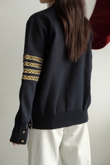 CARDIGAN THOM BROWNE SNAKE 4-BAR (NAVY)