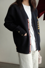 CARDIGAN THOM BROWNE SNAKE 4-BAR (NAVY)