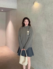 ÁO SWEATER AMI PARIS WOOL HEART WHITE (GREY)