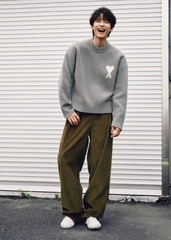 ÁO SWEATER AMI PARIS WOOL HEART WHITE (GREY)