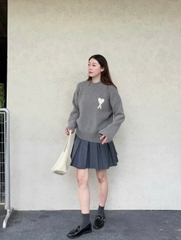 ÁO SWEATER AMI PARIS WOOL HEART WHITE (GREY)