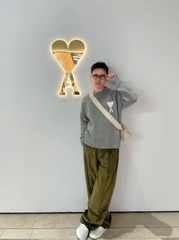 ÁO SWEATER AMI PARIS WOOL HEART WHITE (GREY)