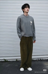 ÁO SWEATER AMI PARIS WOOL HEART WHITE (GREY)