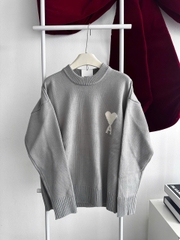 ÁO SWEATER AMI PARIS WOOL HEART WHITE (GREY)