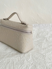 TÚI LORO PIANA EXTRA POCKET L19 OSTRICK LEATHER (Light Travertine)